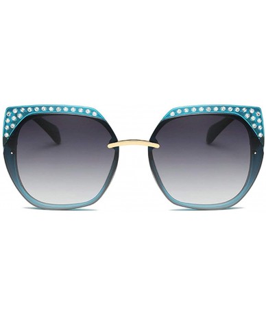 Rimless Fashion Cat Sunglasses Luxury Diamond Rimless Lady sun glasses uv400 - Blue - C018RTIMDLK $14.15