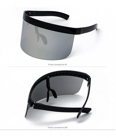 Oversized Men Women Oversize Shield Visor Sunglasses Flat Top Mirrored Mono Lens - Grey - CA18G83IXON $18.95