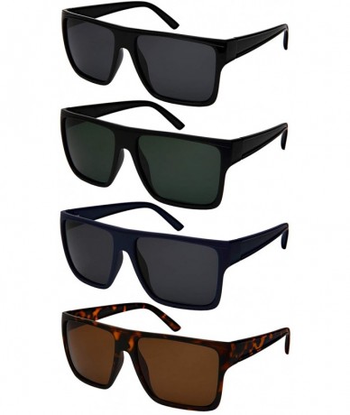 Square Square Sunglasses for Men Women Polarized Lens 1408-P - Matte Black Frame /Green Lens - CS18H5IAA0R $9.29