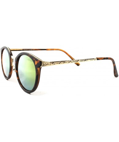Round Vintage Retro 90's Urban Fashion Mirrored Lens Mens Womens Round Sunglasses - Tortoise / Yellow - CY189AO7GGH $23.21