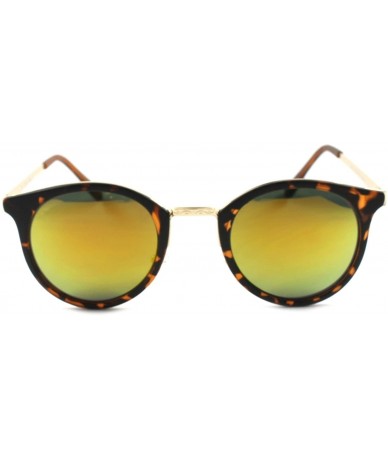 Round Vintage Retro 90's Urban Fashion Mirrored Lens Mens Womens Round Sunglasses - Tortoise / Yellow - CY189AO7GGH $12.86