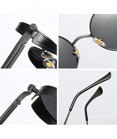 Round Retro Round Sunglasses Men Polarized Mirror Steampunk Sun Glasses for Women - Green Mirror - C318KGCLEYO $23.17