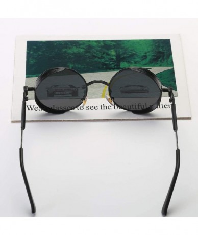 Round Retro Round Sunglasses Men Polarized Mirror Steampunk Sun Glasses for Women - Green Mirror - C318KGCLEYO $23.17