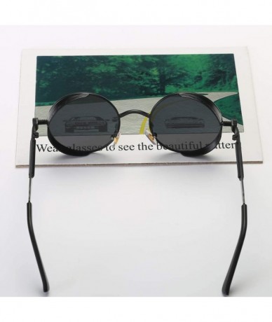 Round Retro Round Sunglasses Men Polarized Mirror Steampunk Sun Glasses for Women - Green Mirror - C318KGCLEYO $11.85