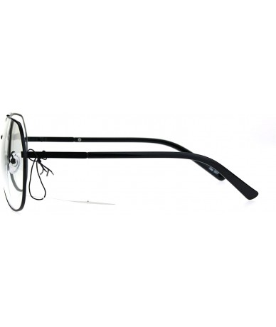 Oversized Mens Oversize Geeky Metal Rim Designer Pilot Clear Lens Eye Glasses - Black - C8182IHL7IZ $9.42