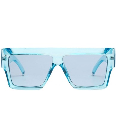 Square Square Oversized Sunglasses for Women Men Flat Square Sunglasses Tortoise Shell/Pink - Blue - CG18UYQSLI2 $10.39