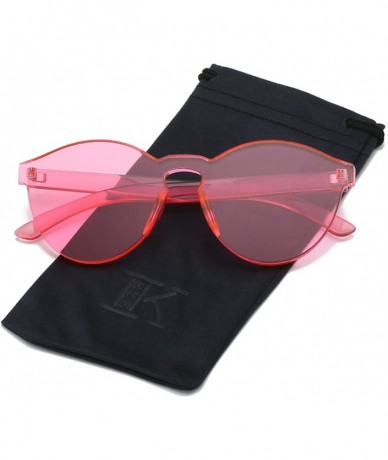 Goggle Fashion Party Rimless Sunglasses Transparent Candy Color Eyewear LK1737 - Pink - C7186X7E60S $12.09