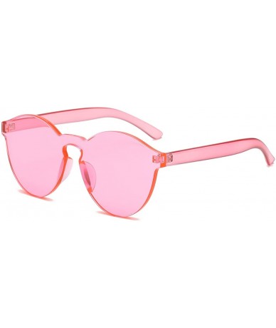 Goggle Fashion Party Rimless Sunglasses Transparent Candy Color Eyewear LK1737 - Pink - C7186X7E60S $12.09