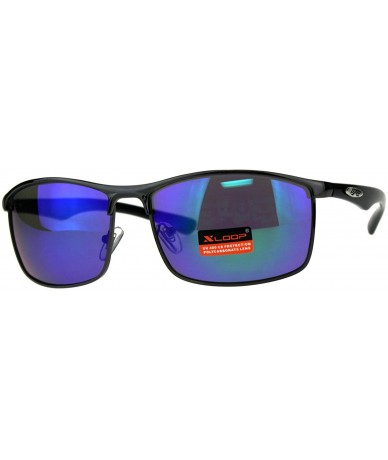 Rectangular Xloop Sunglasses Mens Designer Fashion Rectangular Shades UV 400 - Gunmetal (Teal Mirror) - CO18E2T6XTA $9.53