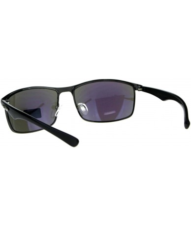 Rectangular Xloop Sunglasses Mens Designer Fashion Rectangular Shades UV 400 - Gunmetal (Teal Mirror) - CO18E2T6XTA $9.53