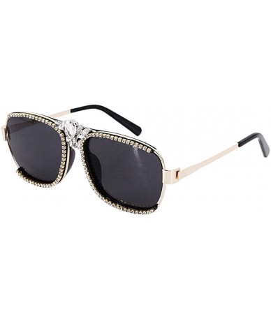 Oversized Bee Pilot Sunglasses Oversize Metal Frame Vintage Retro Men Women Shades - Black - CH18ULUSNY3 $18.83