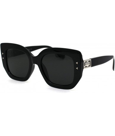 Butterfly Womens Thick Mod Plastic Butterfly Oversize Cat Eye Sunglasses - All Black - CD18ZWQ0SXY $10.43