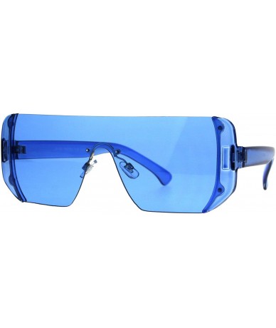 Rectangular Rectangular Pop Color Shield 80s Robotic Disco Sunglasses - Blue - CR189D73X2H $11.14