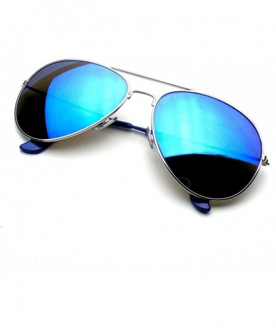 Aviator Unisex Tinted Mirrored Lenses Metal Frame Lightweight Aviator Sunglasses - Spring Hinge - Silver - C718E88CDK0 $14.11