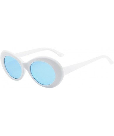 Oval Vintage Clout Goggles Unisex Sunglasses Rapper Oval Shades Glasses Blue - CF18CRUHA2R $9.56