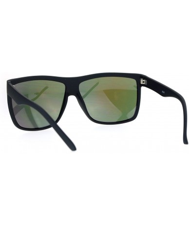 Sport Mens Color Mirrored Flat Top Large Rectangular Sport Plastic Sunglasses - Black Fuchsia - CZ12ODKRE4C $9.05