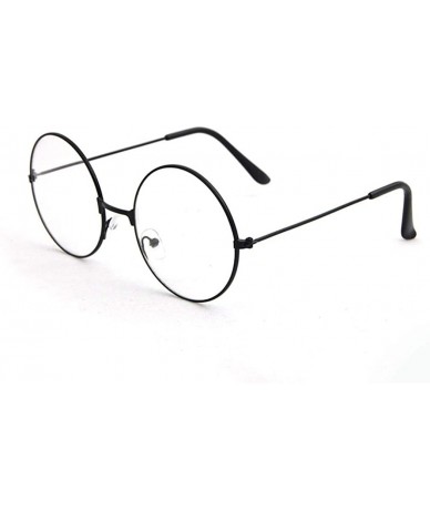 Round Fashion Ultralight Round Retro Metal Flat Glasses - Decorative Sunglasses - Black - CP18WNDMW4N $9.13