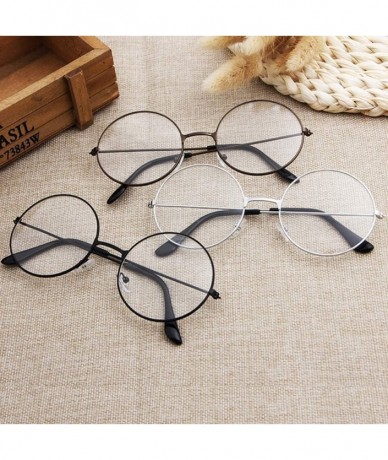 Round Fashion Ultralight Round Retro Metal Flat Glasses - Decorative Sunglasses - Black - CP18WNDMW4N $9.13