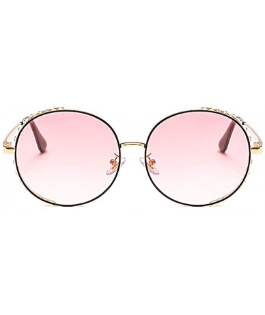 Round Fashion Round Pearl Decor Sunglasses UV Protection Metal Frame - Pink Lens-e - C318UCG95NY $18.79