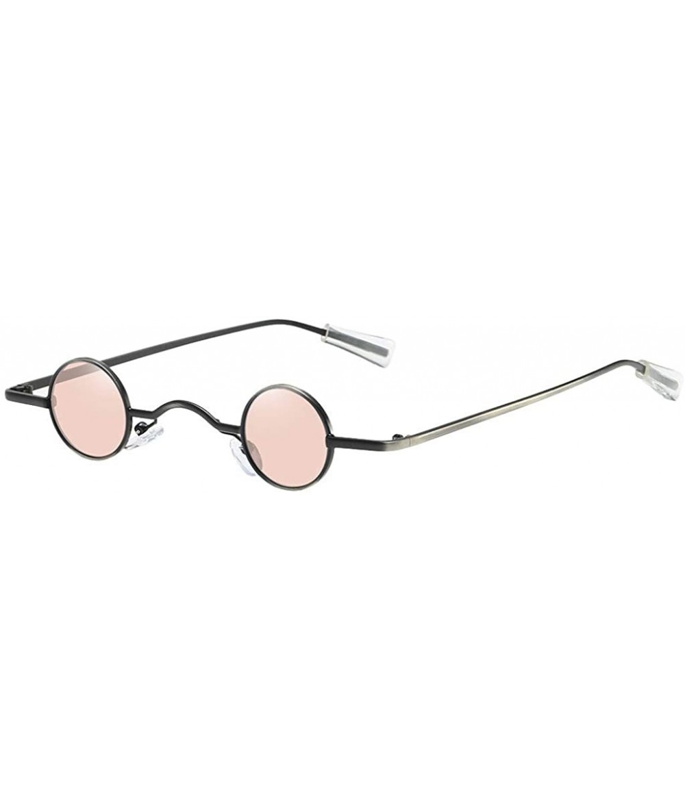 Round Hippie Round Lens Sunglasses Polarized - Steampunk 60's Style Eyewear - Pink - CB196RHZTXW $7.88