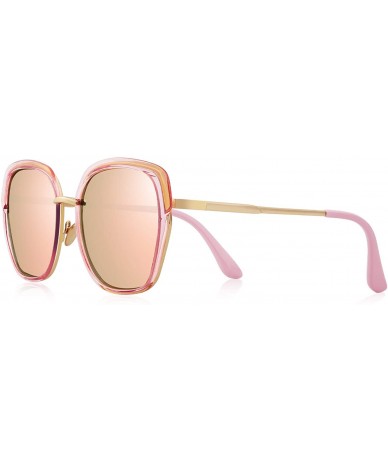 Oversized Retro Polarized Sunglasses for Woman- Vintage Classic Holiday Sun Glasses with Gift Box FD3371 - CM194T68Q9W $19.71