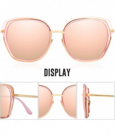 Oversized Retro Polarized Sunglasses for Woman- Vintage Classic Holiday Sun Glasses with Gift Box FD3371 - CM194T68Q9W $19.71