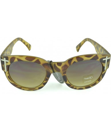 Oval Women's Sunnglasses Bold Accent Fashion Oversized Retro Sunglasses - Tortoise - C2129KCUVXV $9.28