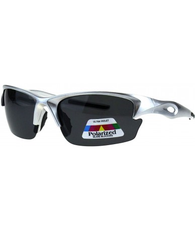 Sport Polarized Lens Sports Sunglasses Half Rim Wrap Around Light Weight Frame - Silver - C618R69SENW $24.95