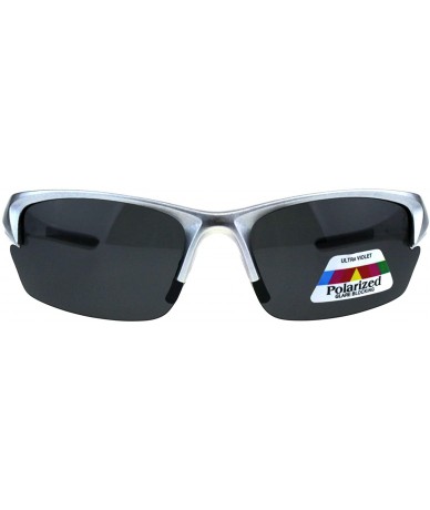 Sport Polarized Lens Sports Sunglasses Half Rim Wrap Around Light Weight Frame - Silver - C618R69SENW $9.98
