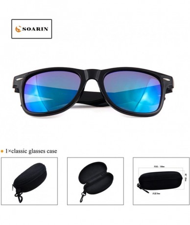 Square SOARIN Sunglasses Reflective Mirror for Women Black Square Rimmed Colorful Lens - Green - CH182ZQ33SN $18.48