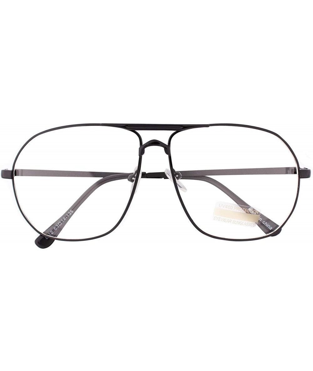 Aviator Vintage Aviator Eyeglasses Metal Frames Clear Lens Glasses Non-prescription - Black 68121 - CO18LY2TCAW $29.23