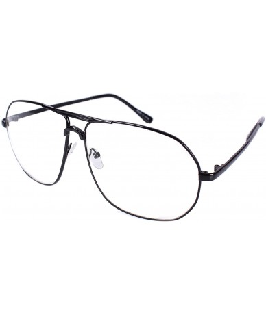 Aviator Vintage Aviator Eyeglasses Metal Frames Clear Lens Glasses Non-prescription - Black 68121 - CO18LY2TCAW $29.23