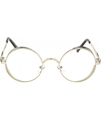 Round Steampunk Victorian Ornate Metal Engraving Round Circle Lens Eyeglasses - Light Gold - CU18R5SND5O $13.97
