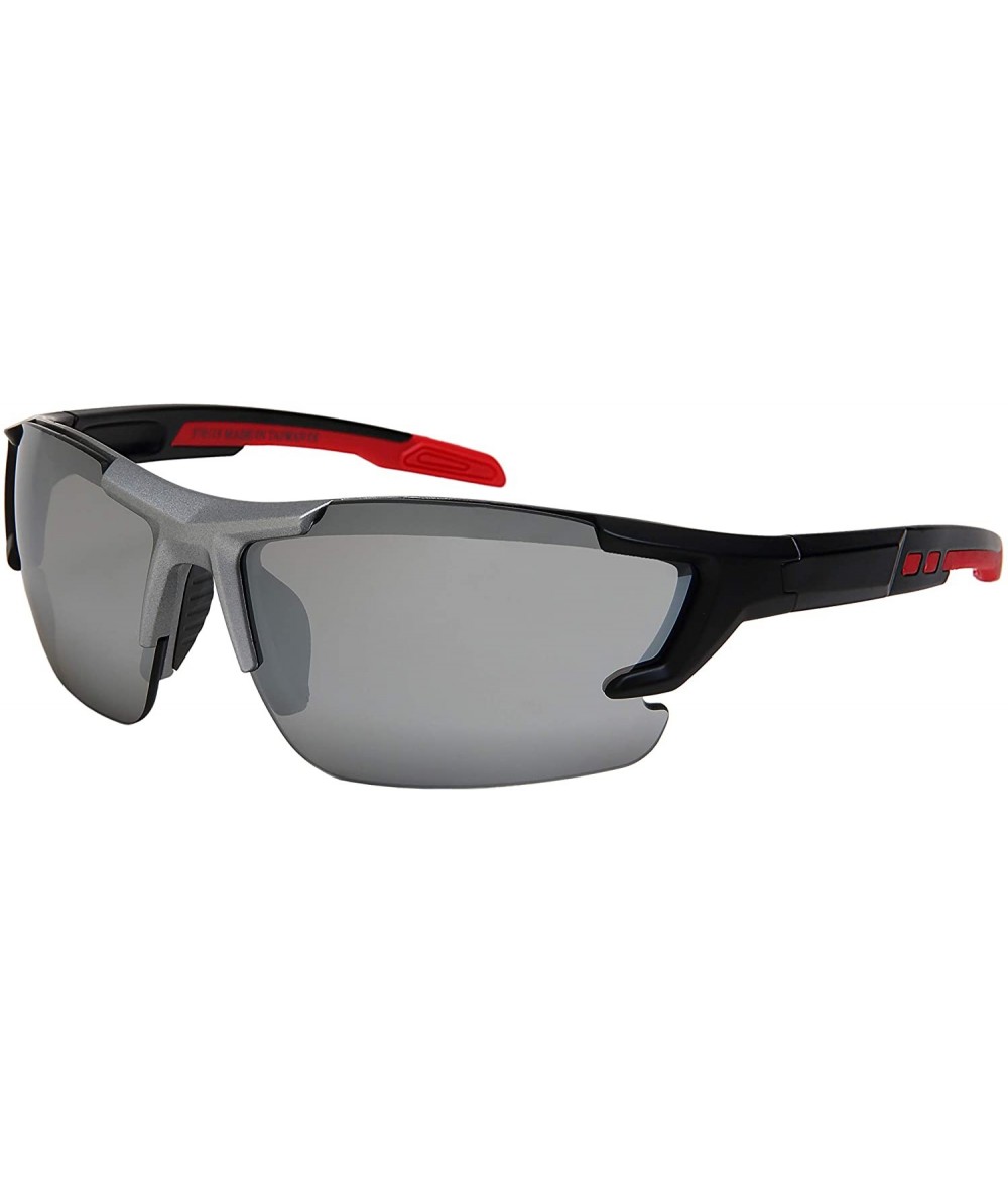 Goggle Sports Safety Sunglasses Half Frame Wrap-Around Z87+ Impact Resistant UV 400 Color Mirrored Lenses - C418YME7SE9 $14.63