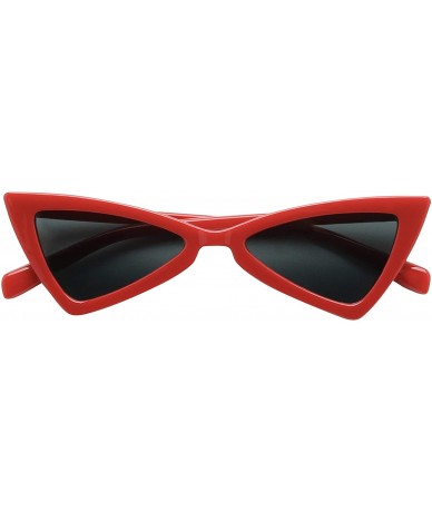 Cat Eye Small Retro Triangle Cat Eye Sunglasses Exaggerated High Pointed Slim Narrow Chic Mod Fashion Shades - Red - CW18XRA9...