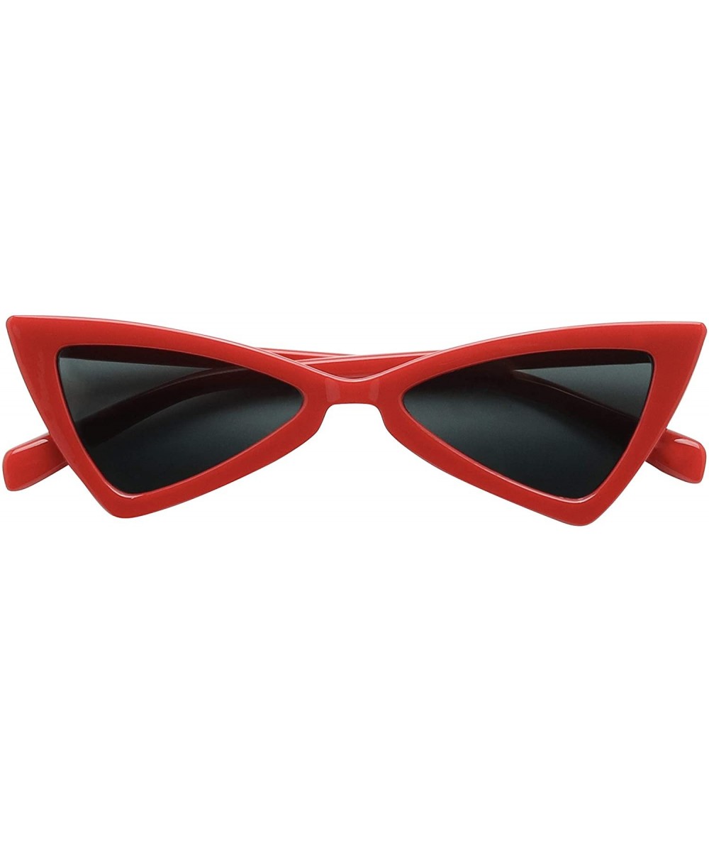 Small Retro Triangle Cat Eye Sunglasses Exaggerated High Pointed Slim  Narrow Chic Mod Fashion Shades - Red - CW18XRA9X9K