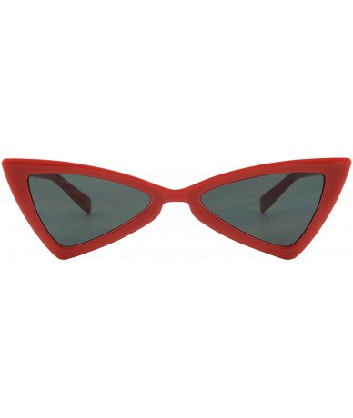 Cat Eye Small Retro Triangle Cat Eye Sunglasses Exaggerated High Pointed Slim Narrow Chic Mod Fashion Shades - Red - CW18XRA9...