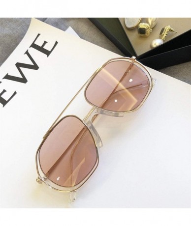 Oversized Oversized Sunglasses for Women Metal Shades Eyewear - Gold Tea - C11902MTED7 $16.76