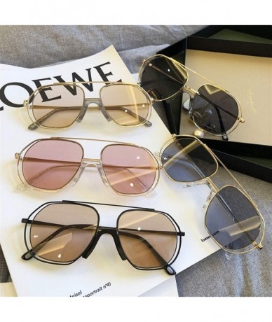 Oversized Oversized Sunglasses for Women Metal Shades Eyewear - Gold Tea - C11902MTED7 $16.76