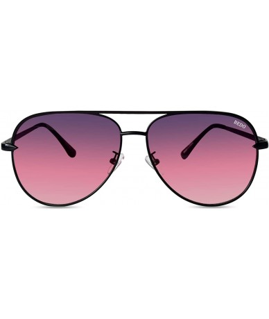 Oversized Oversized Aviator Pilot Sunglasses For Women Youth Girls Pink Glasses Metal Frame Eyewear Stylish Sunnies - C11933L...