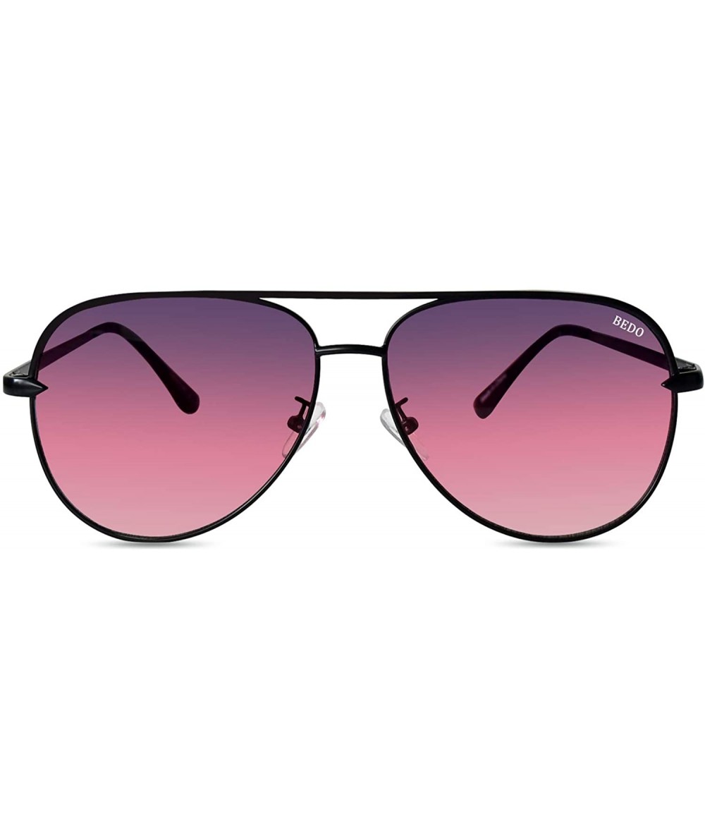 Oversized Oversized Aviator Pilot Sunglasses For Women Youth Girls Pink Glasses Metal Frame Eyewear Stylish Sunnies - C11933L...