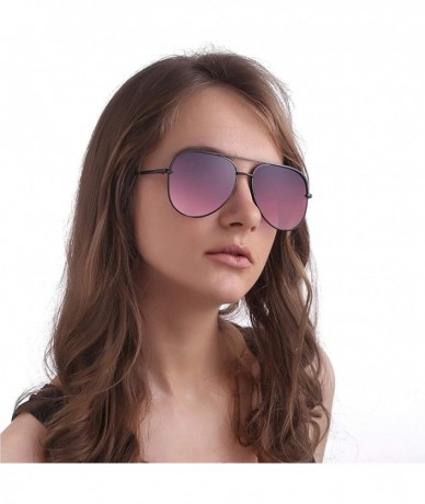 Oversized Oversized Aviator Pilot Sunglasses For Women Youth Girls Pink Glasses Metal Frame Eyewear Stylish Sunnies - C11933L...