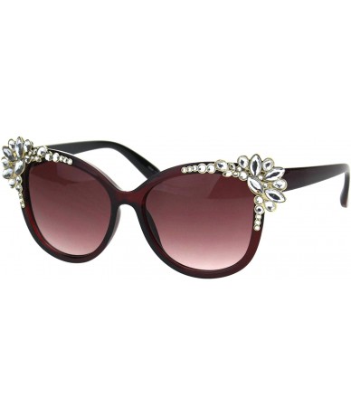 Butterfly Womens Fancy Rhinestones Sunglasses Bling Butterfly Frame UV 400 - Burgundy - CM18Q9XWID7 $14.02