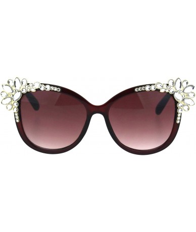 Butterfly Womens Fancy Rhinestones Sunglasses Bling Butterfly Frame UV 400 - Burgundy - CM18Q9XWID7 $27.31