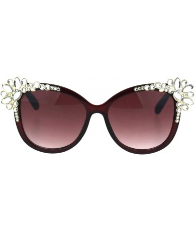 Butterfly Womens Fancy Rhinestones Sunglasses Bling Butterfly Frame UV 400 - Burgundy - CM18Q9XWID7 $14.02