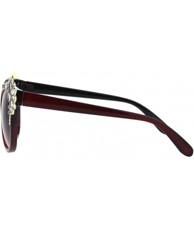 Butterfly Womens Fancy Rhinestones Sunglasses Bling Butterfly Frame UV 400 - Burgundy - CM18Q9XWID7 $14.02