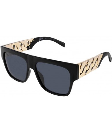 Square New York Cache Cuban Link Polarized Sunglasses - Matte Black - CN196MU7LO4 $69.82