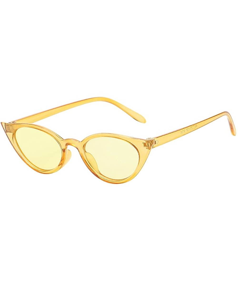 Goggle Vintage Narrow Cat Eye Sunglasses for Women Clout Goggles Plastic Frame - CU1943OI9EM $9.94