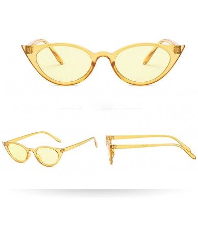 Goggle Vintage Narrow Cat Eye Sunglasses for Women Clout Goggles Plastic Frame - CU1943OI9EM $9.94
