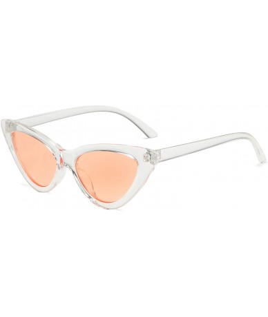 Oval Retro Vintage Narrow Cat Eye Sunglasses for Women Clout Goggles Plastic Frame - Clear Orange - CR18UOSLLZK $9.21